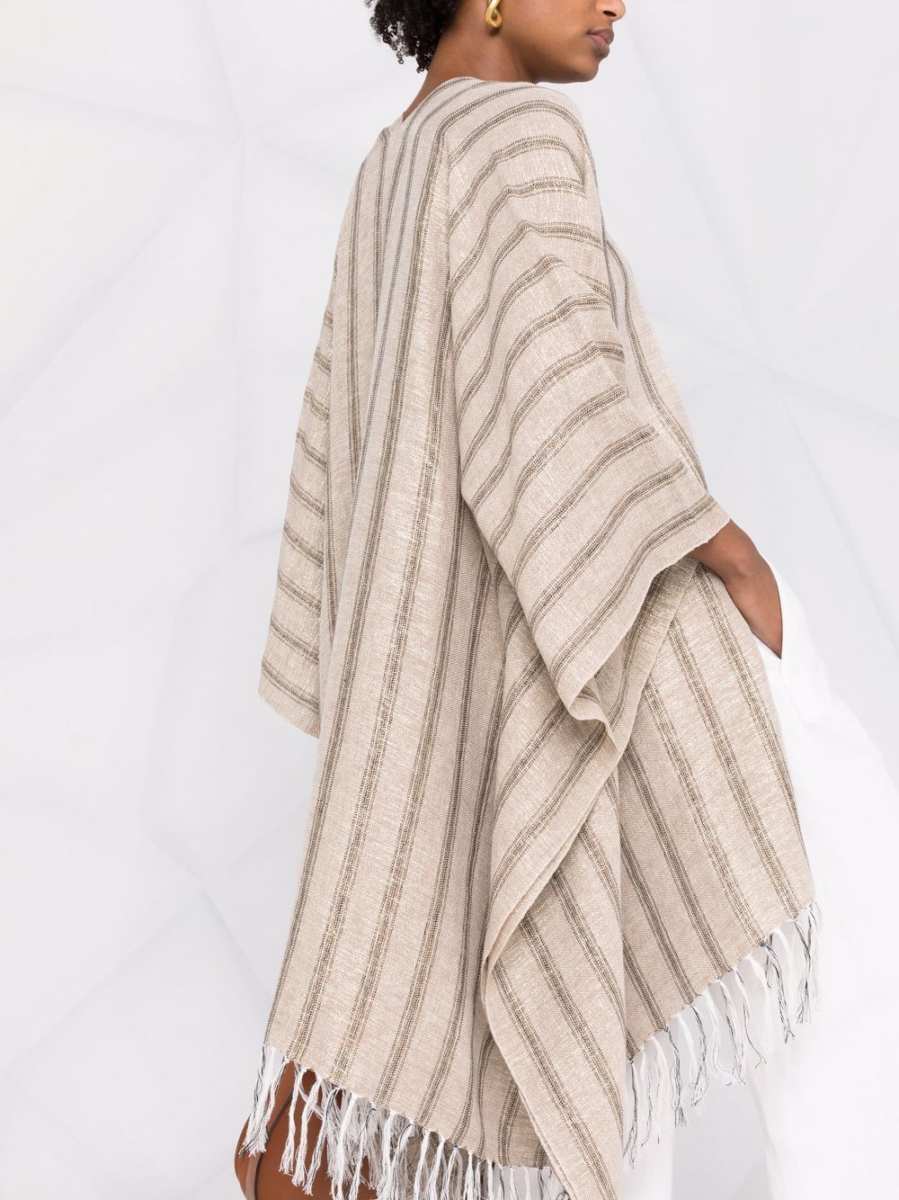 Brunello Cucinelli  striped linen-blend poncho