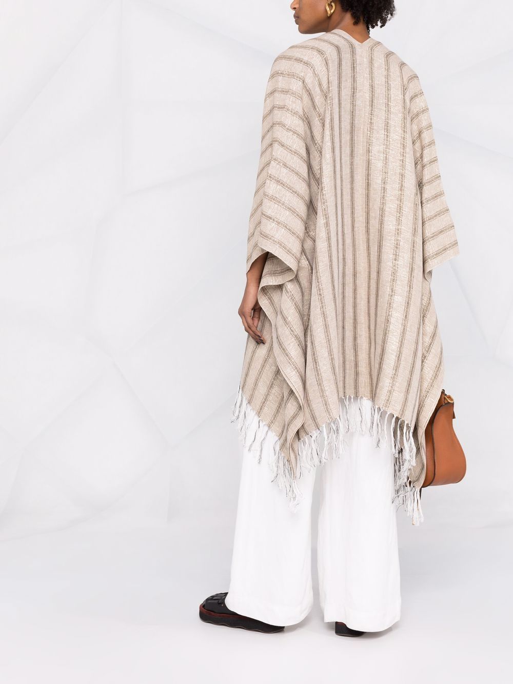 Brunello Cucinelli  striped linen-blend poncho