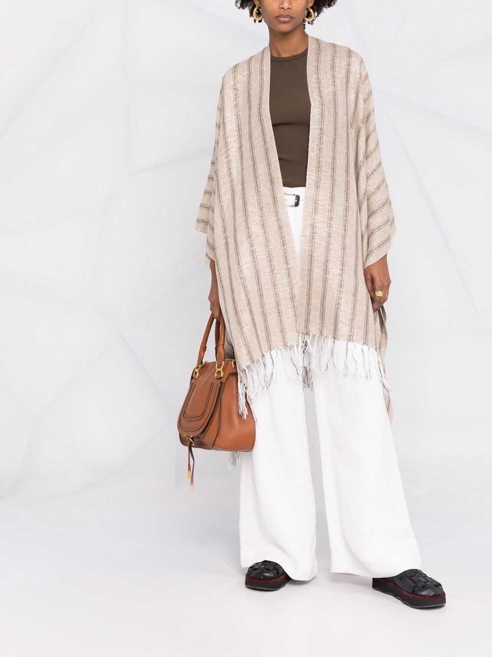 Brunello Cucinelli  striped linen-blend poncho
