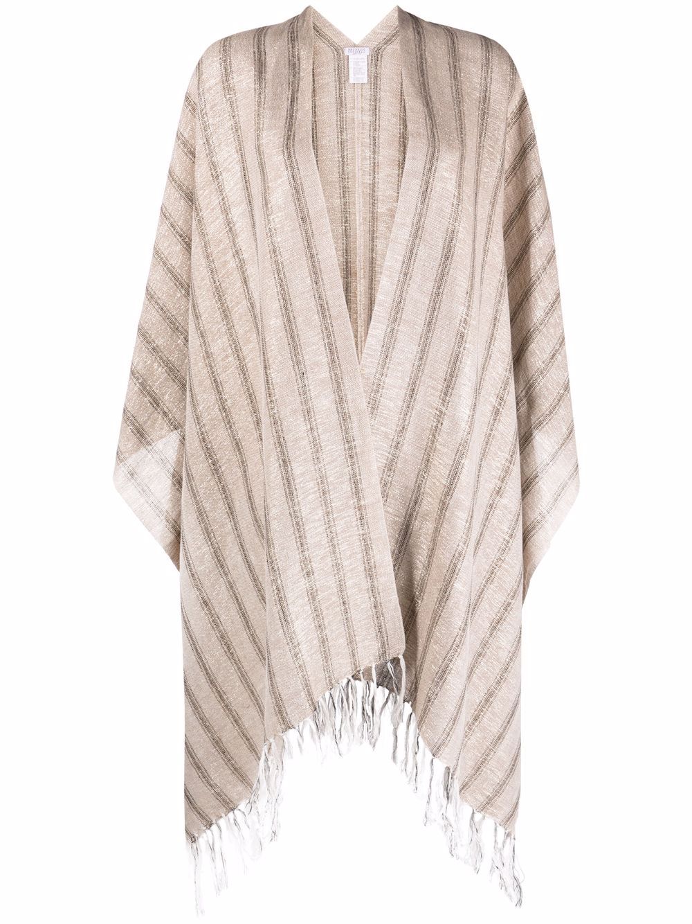 Brunello Cucinelli  striped linen-blend poncho