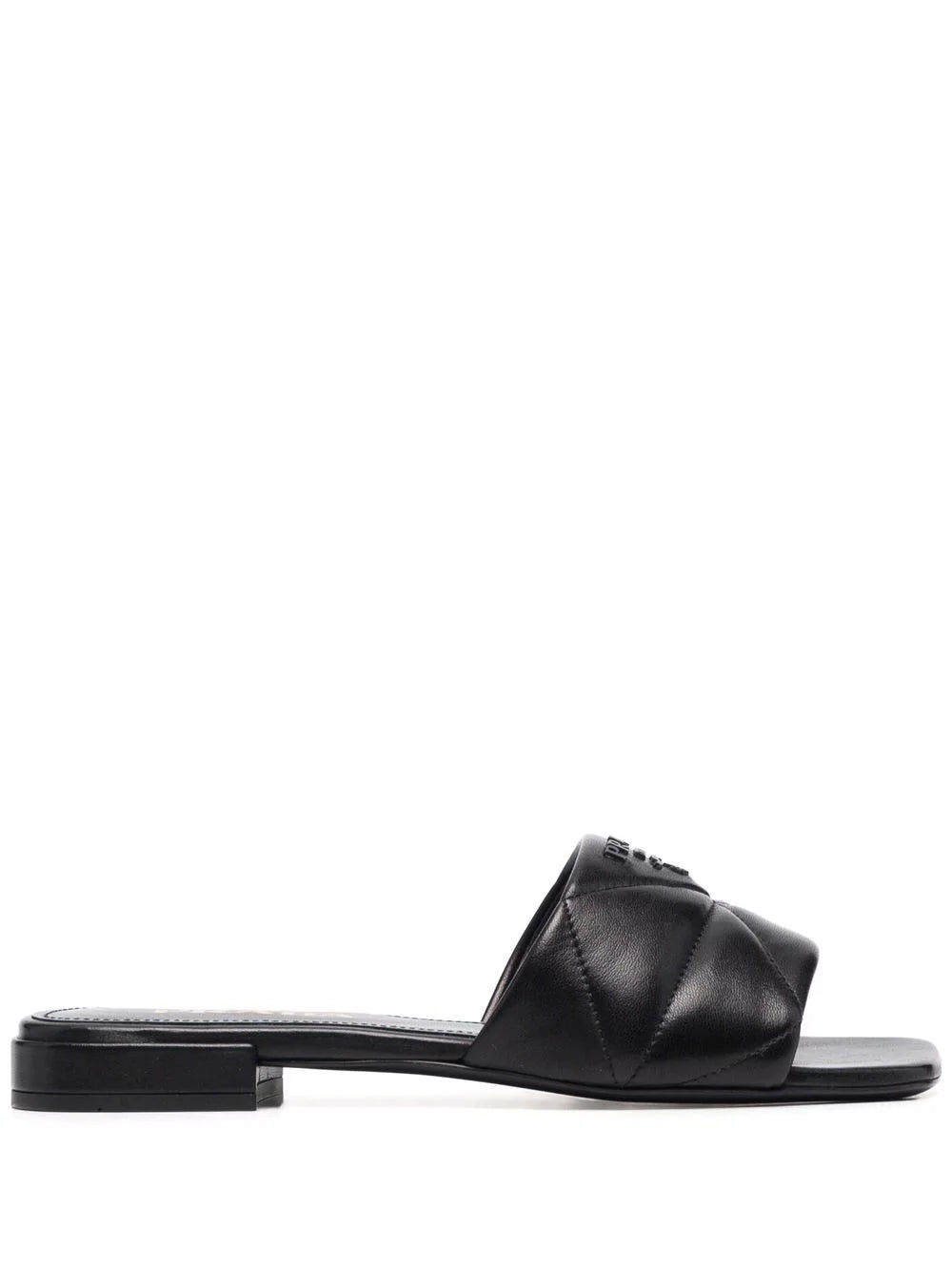 Prada triangle quilted sandals.