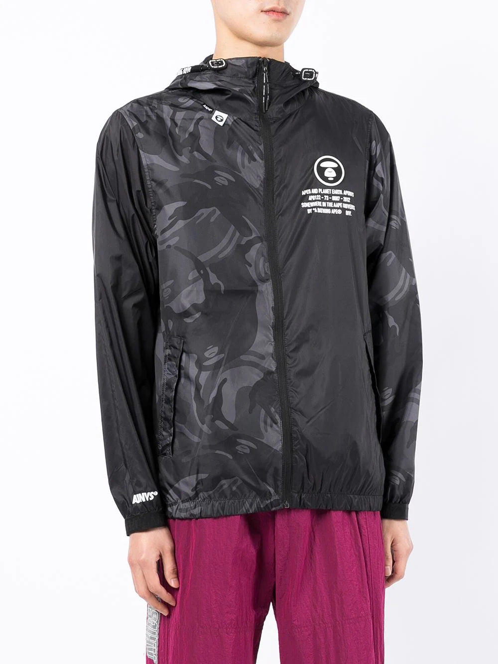 AAPE BY *A BATHING APE®  camouflage-print logo windbreaker