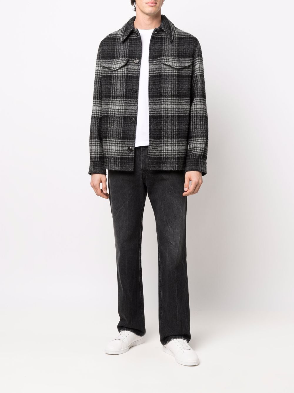AMI Paris checked button-up shirt jacket