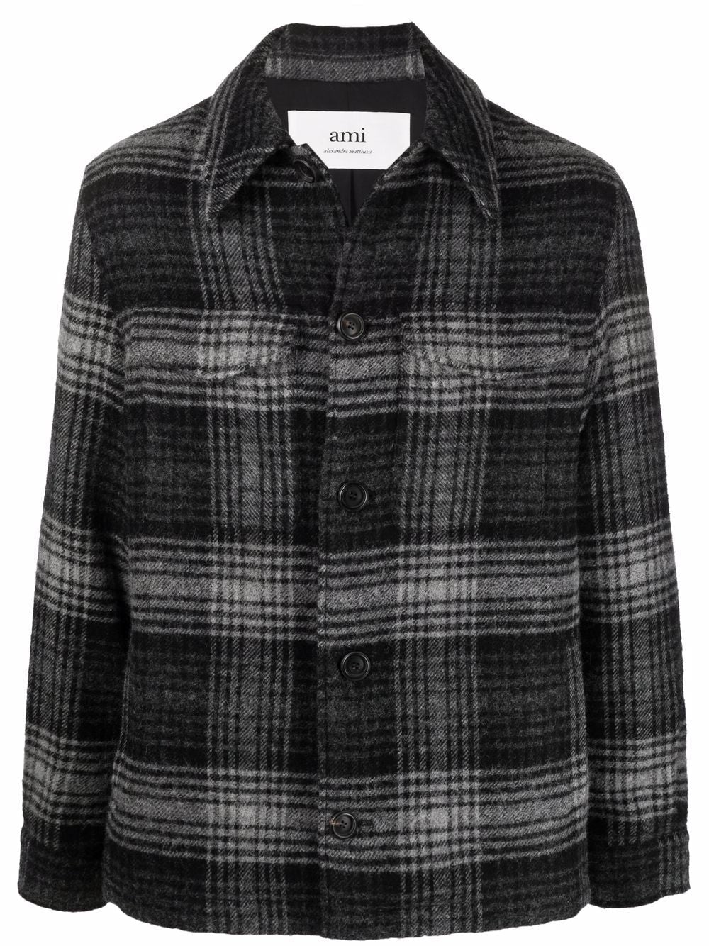 AMI Paris checked button-up shirt jacket