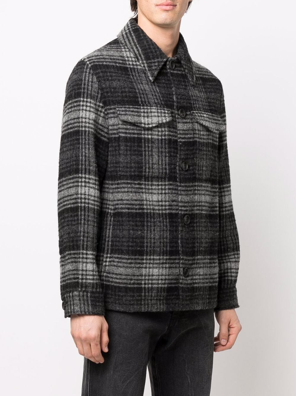 AMI Paris checked button-up shirt jacket