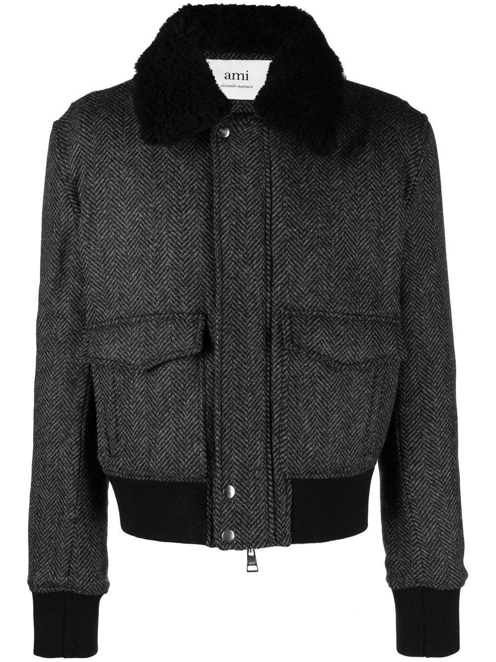 AMI Paris shearling-trimmed pilot jacket
