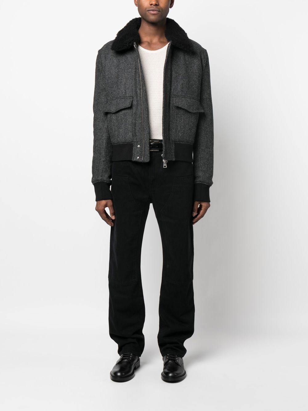 AMI Paris shearling-trimmed pilot jacket