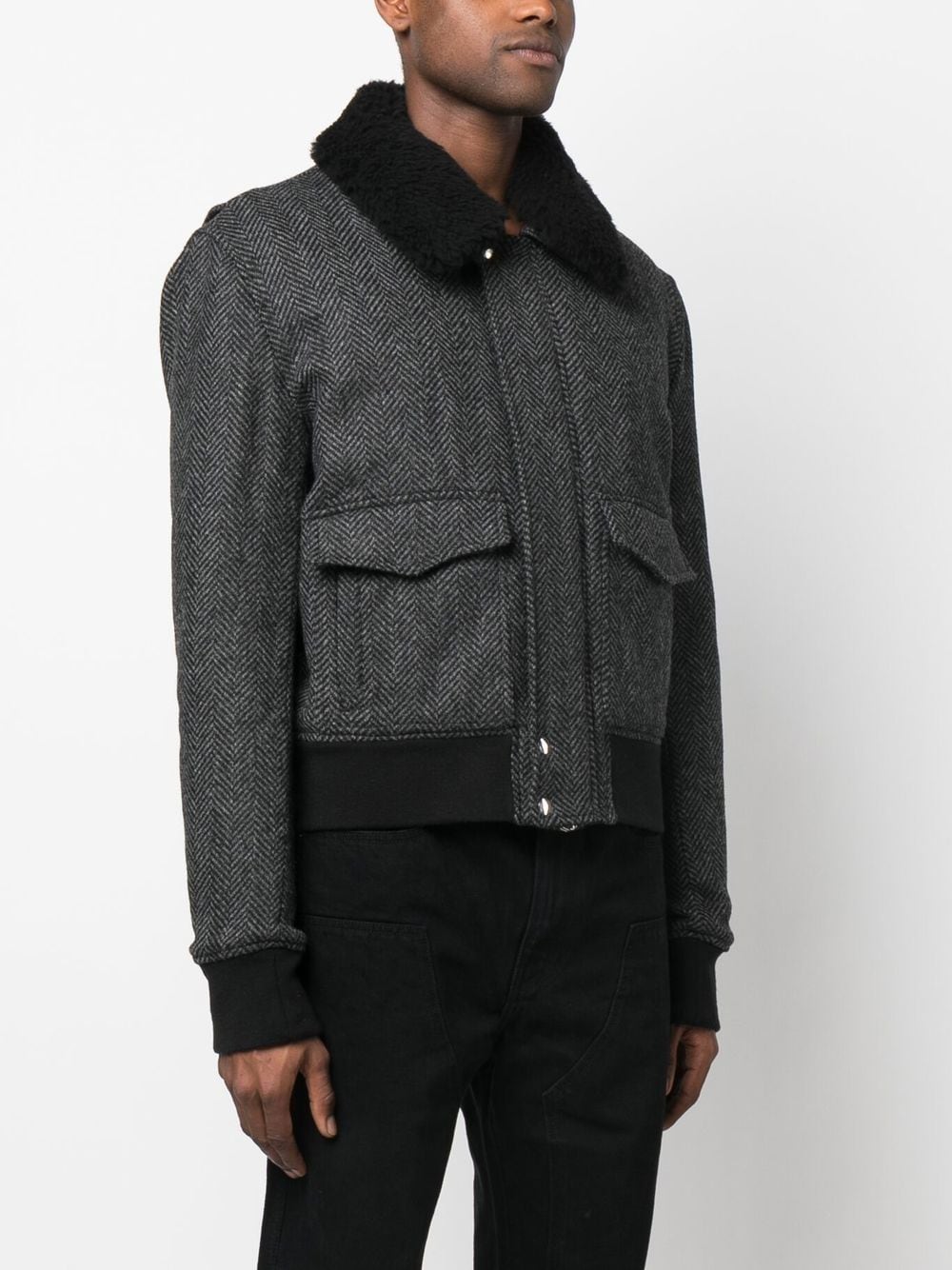 AMI Paris shearling-trimmed pilot jacket