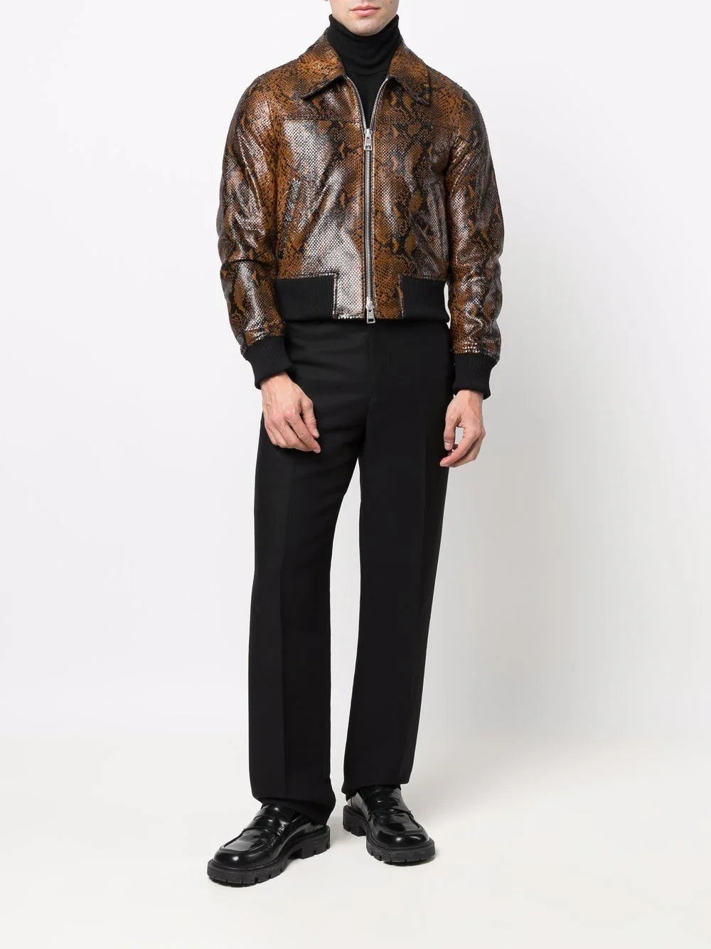 AMI Paris snakeskin effect zip-up jacket