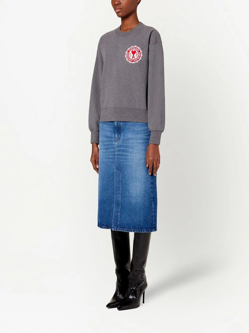 AMI Paris  logo-patch organic-cotton sweatshirt
