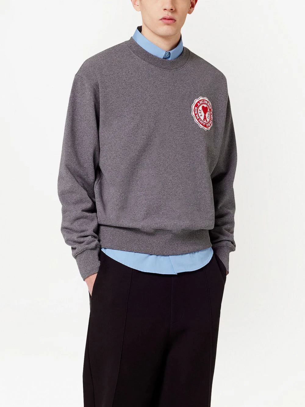 AMI Paris  logo-patch organic-cotton sweatshirt