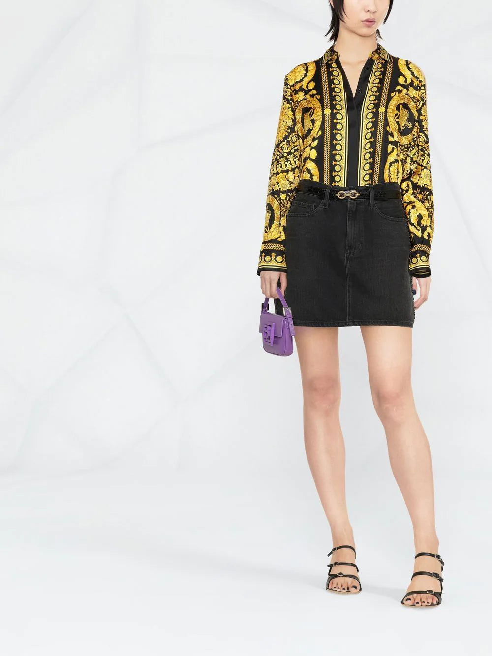 Versace  Barocco-print long-sleeve shirt