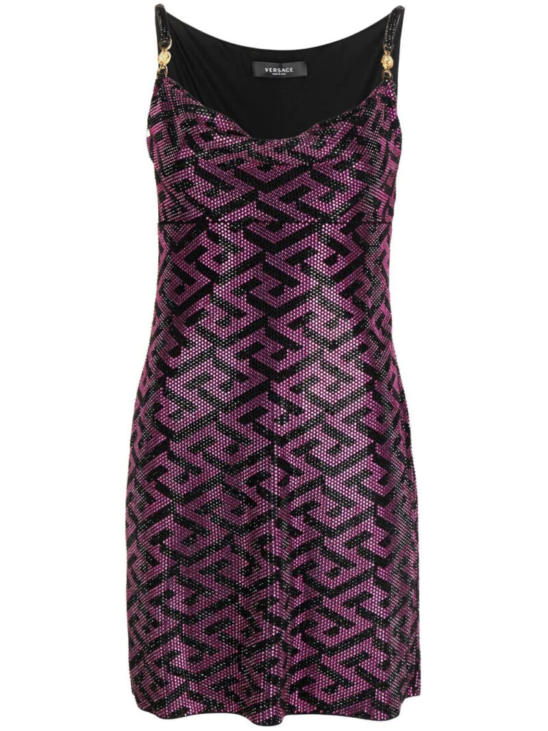 Versace La Greca studded mini dress