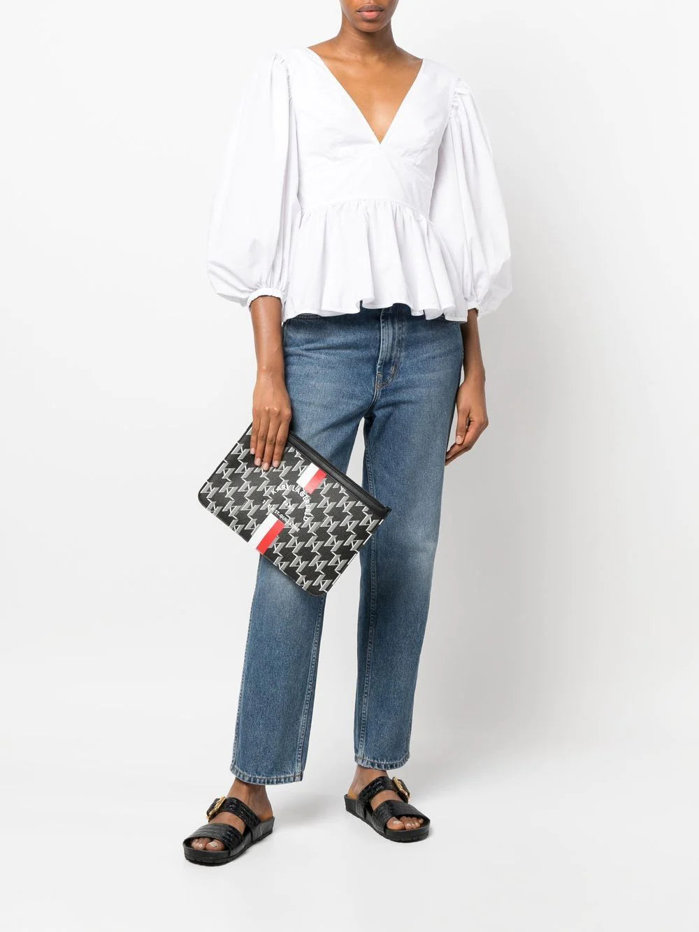 Karl Lagerfeld small monogram-print clutch
