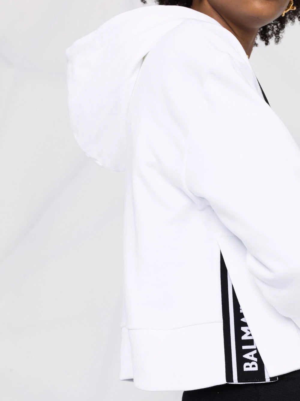 Balmain  logo-print cropped hoodie