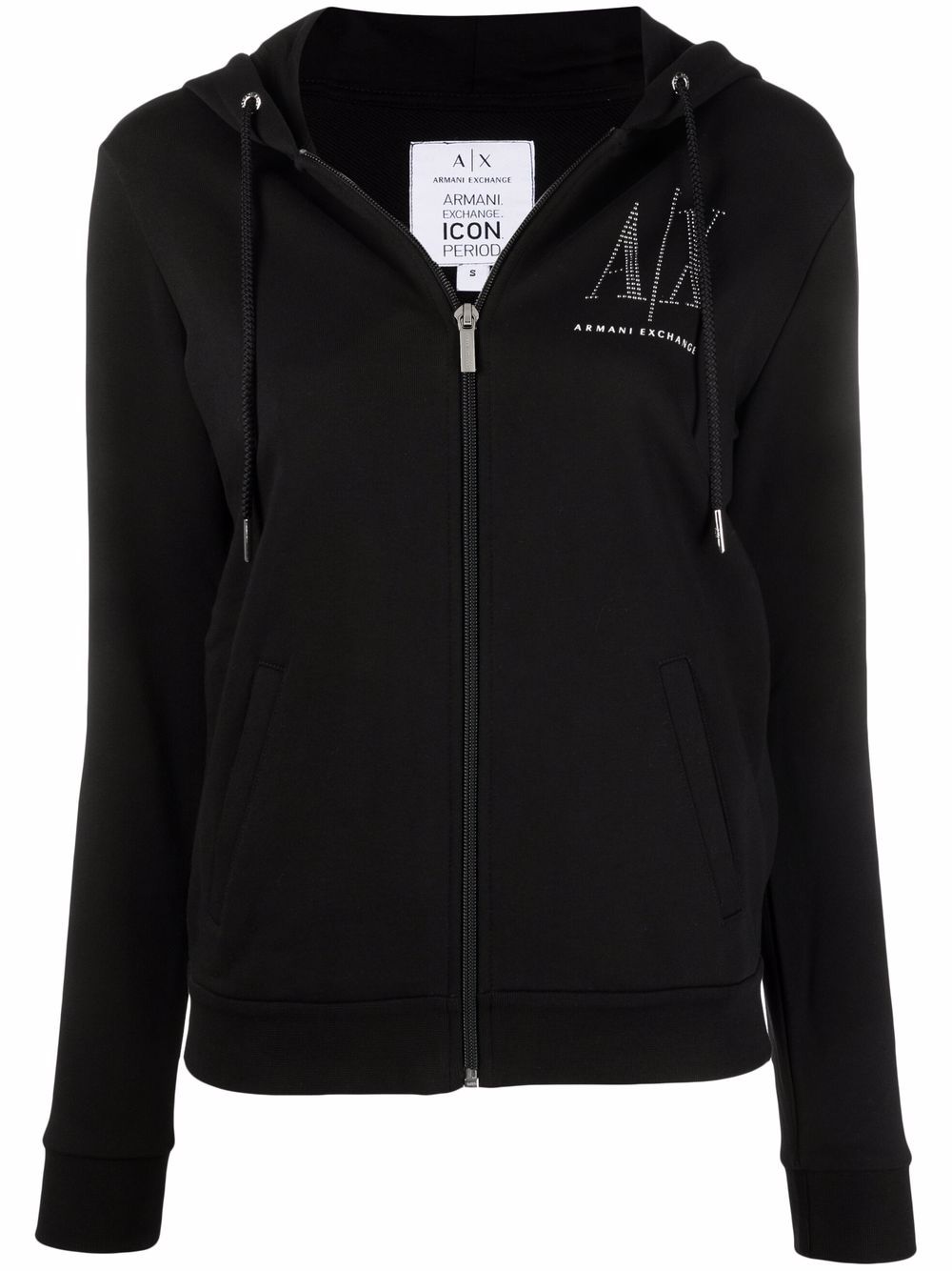 Armani Exchange  rhinestone-logo zip-up hoodie