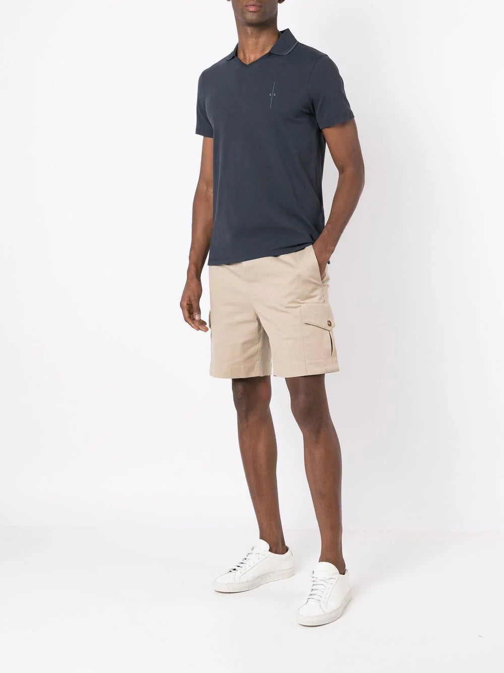 Armani Exchange logo print polo shirt.