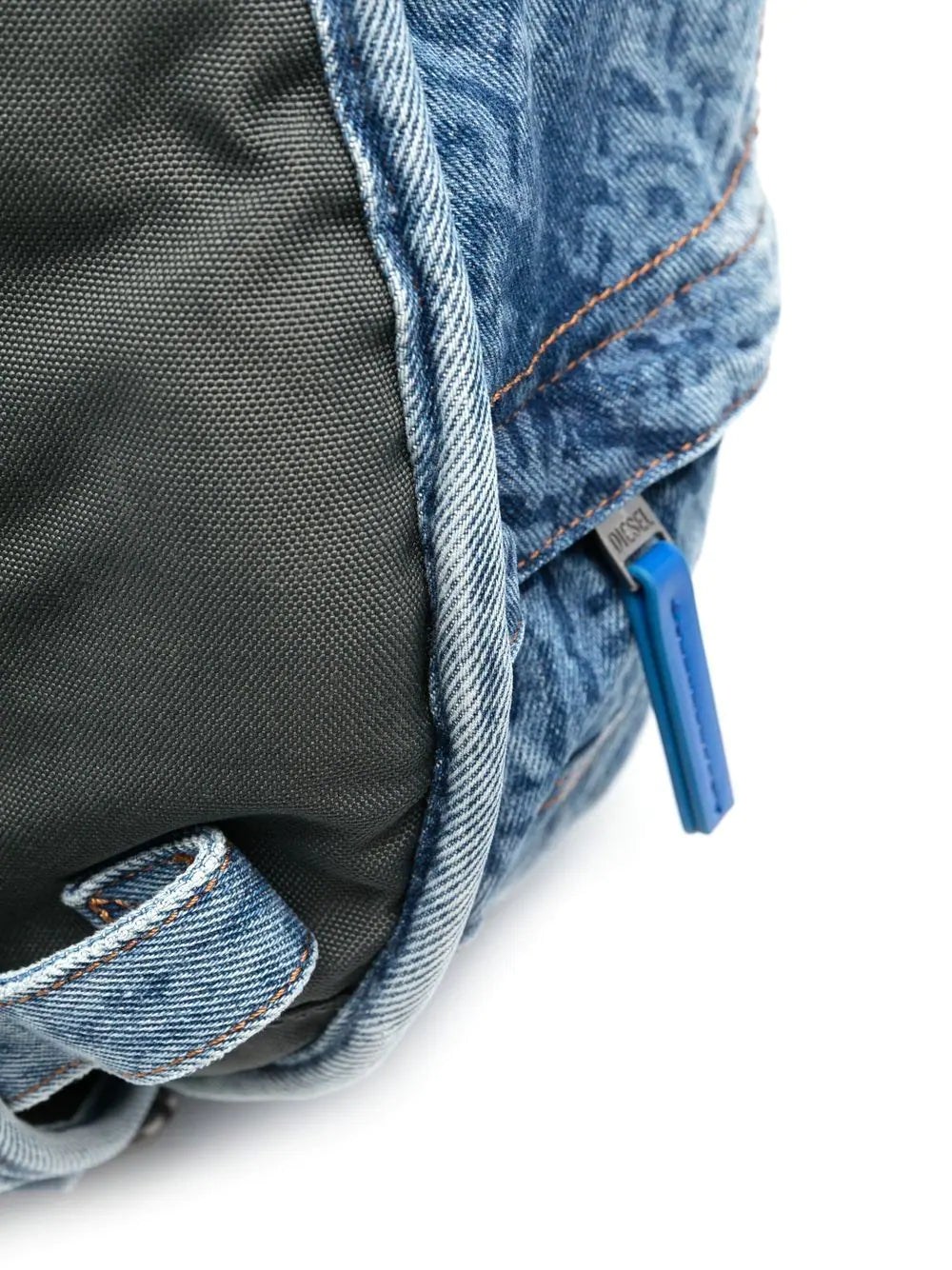 Diesel faded-effect logo-print denim backpack