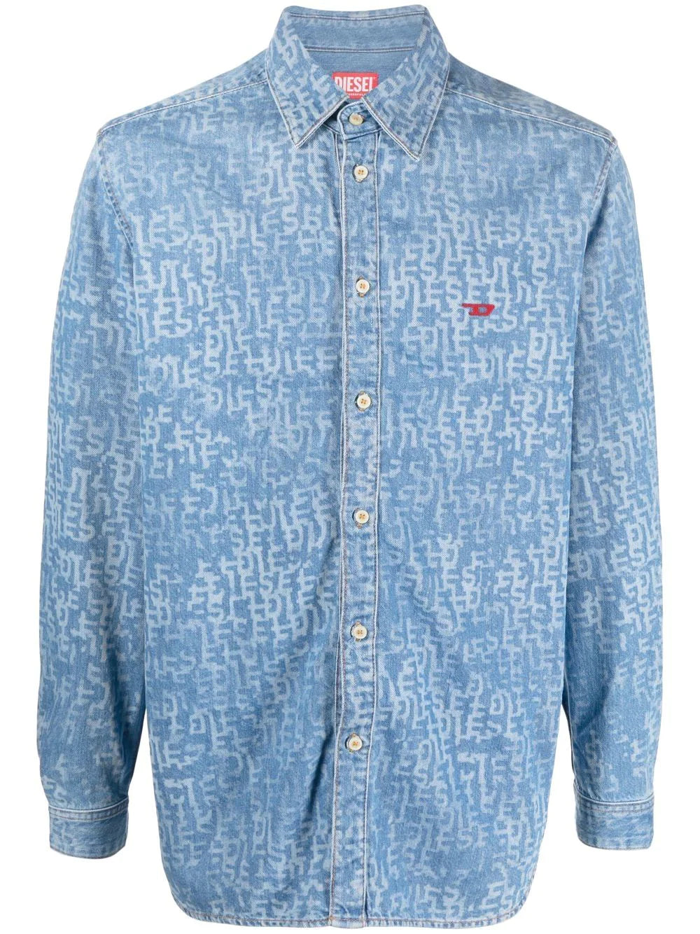 Diesel logo-print denim shirt