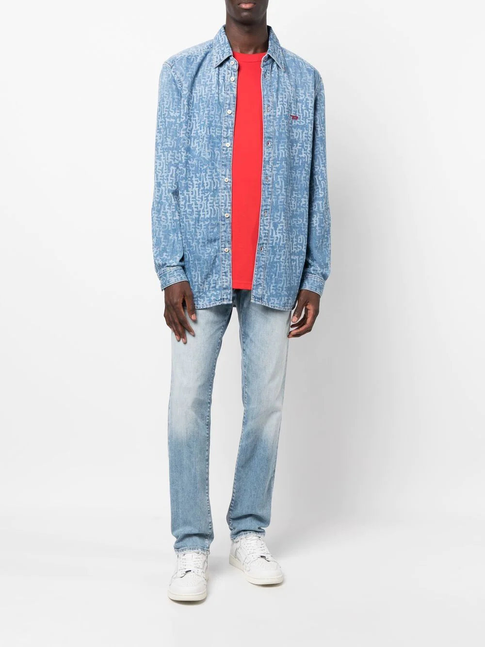 Diesel logo-print denim shirt