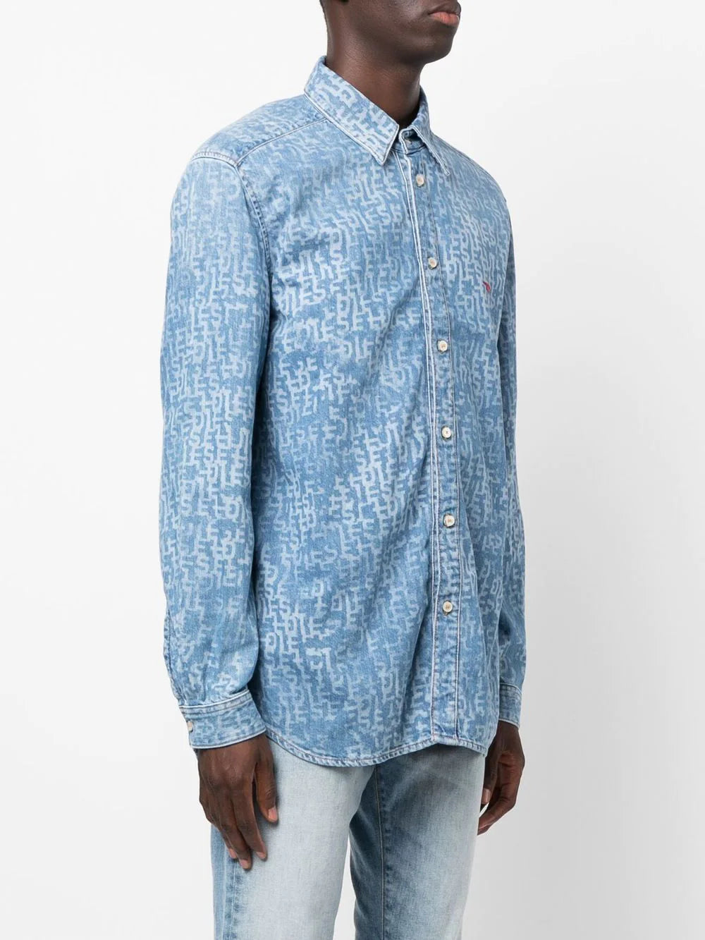 Diesel logo-print denim shirt