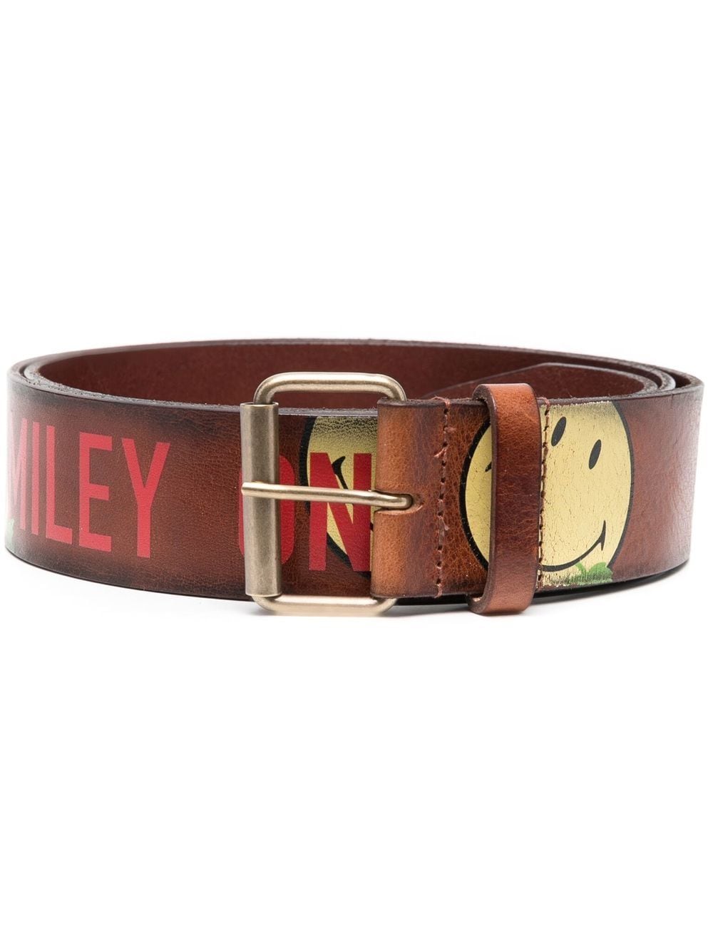 Dsquared2 smiley face-print leather belt