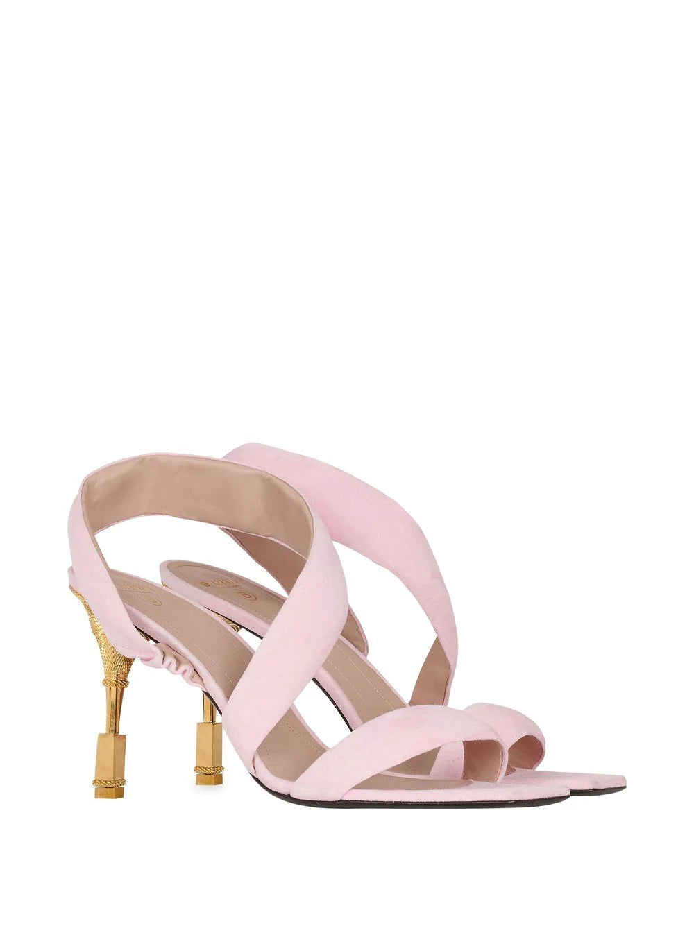 Balmain Moneta engraved-heel sandals