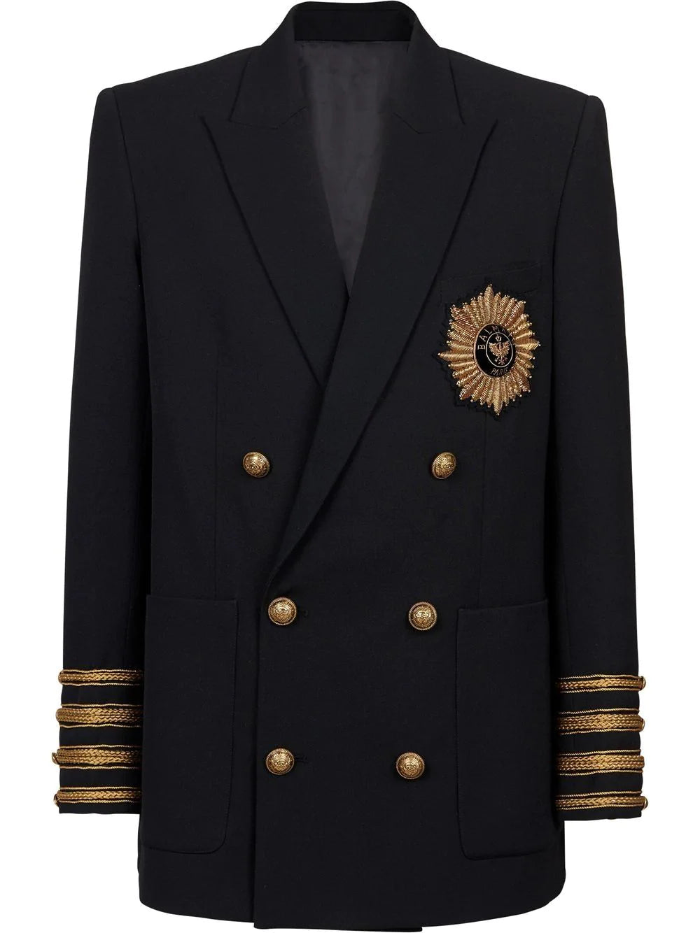 Balmain logo-appliqué double-breasted blazer