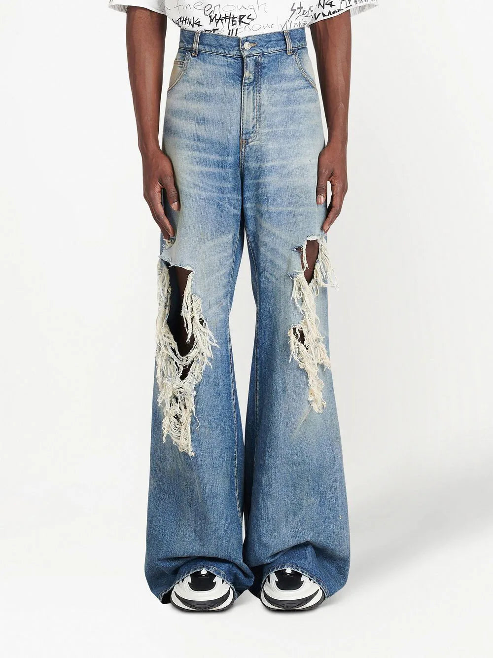 Balmain ripped faded flared bootcut jeans