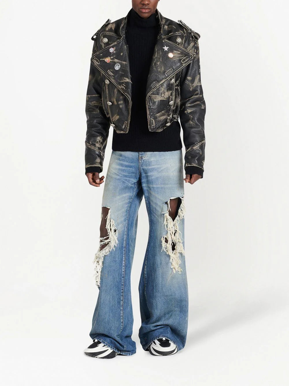 Balmain ripped faded flared bootcut jeans