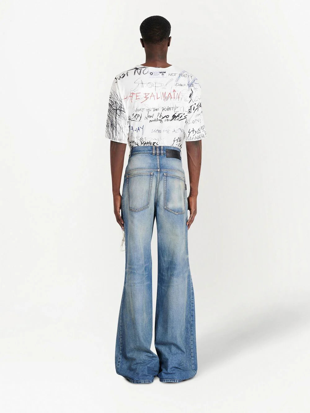Balmain ripped faded flared bootcut jeans