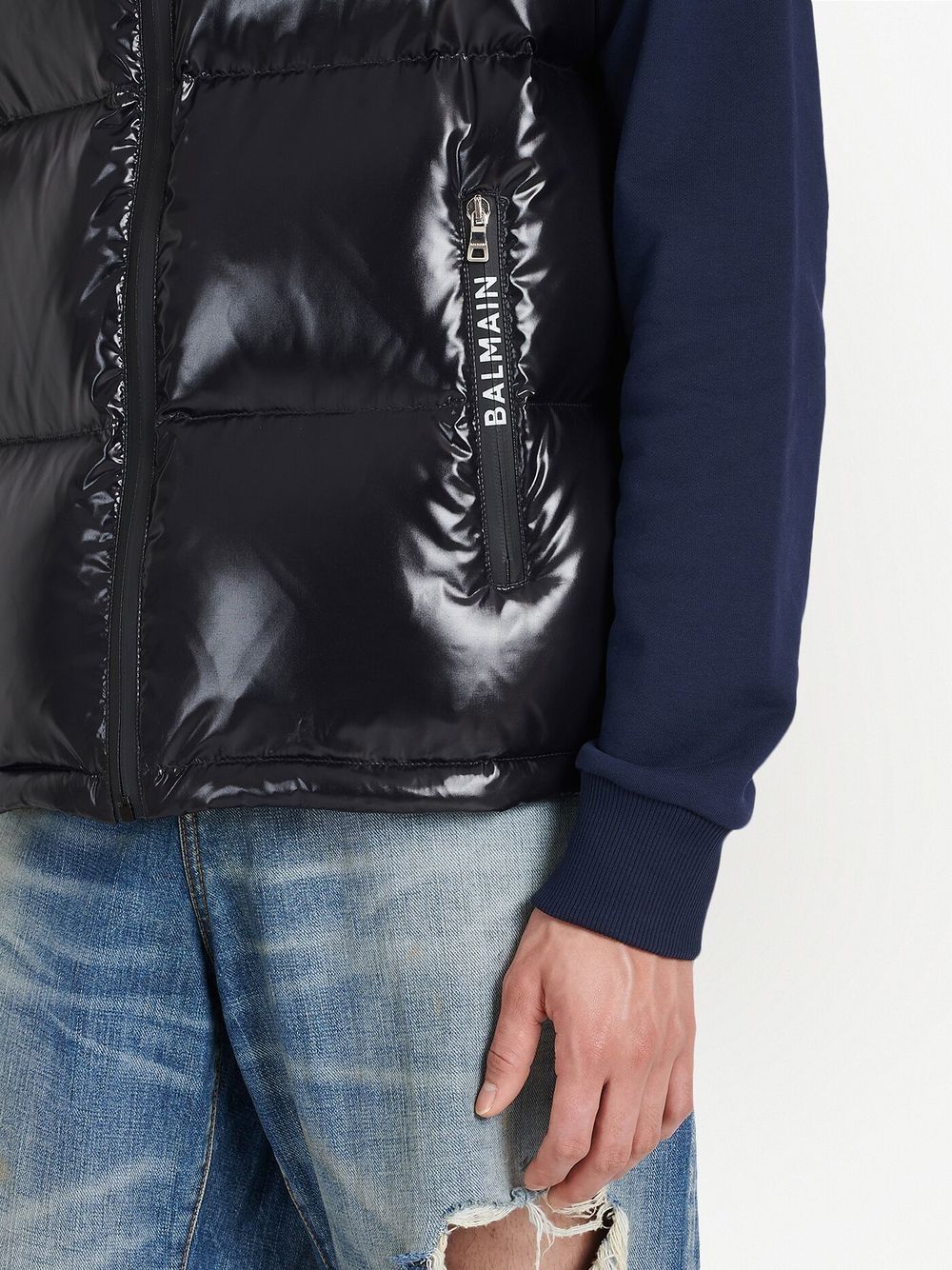 Balmain puffer hooded sleeveless jacket