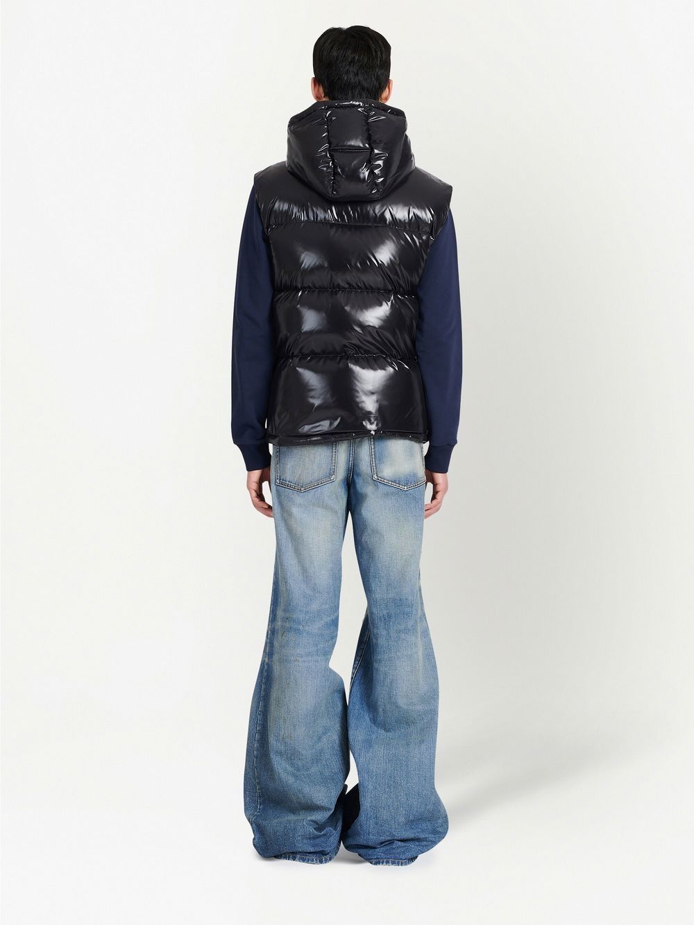 Balmain puffer hooded sleeveless jacket