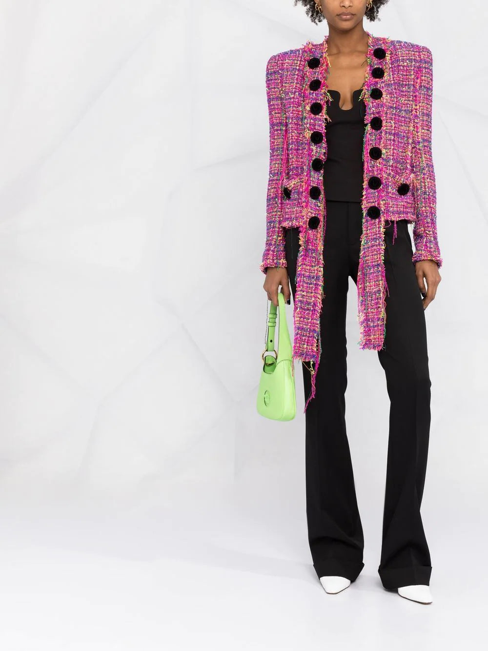 Balmain  distressed open tweed jacket