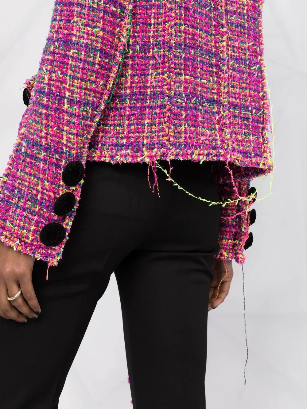 Balmain  distressed open tweed jacket