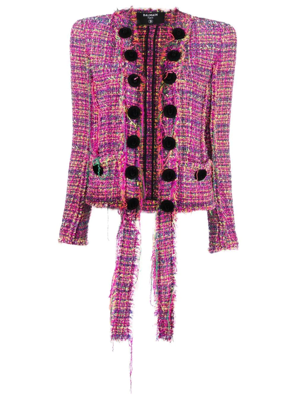 Balmain  distressed open tweed jacket