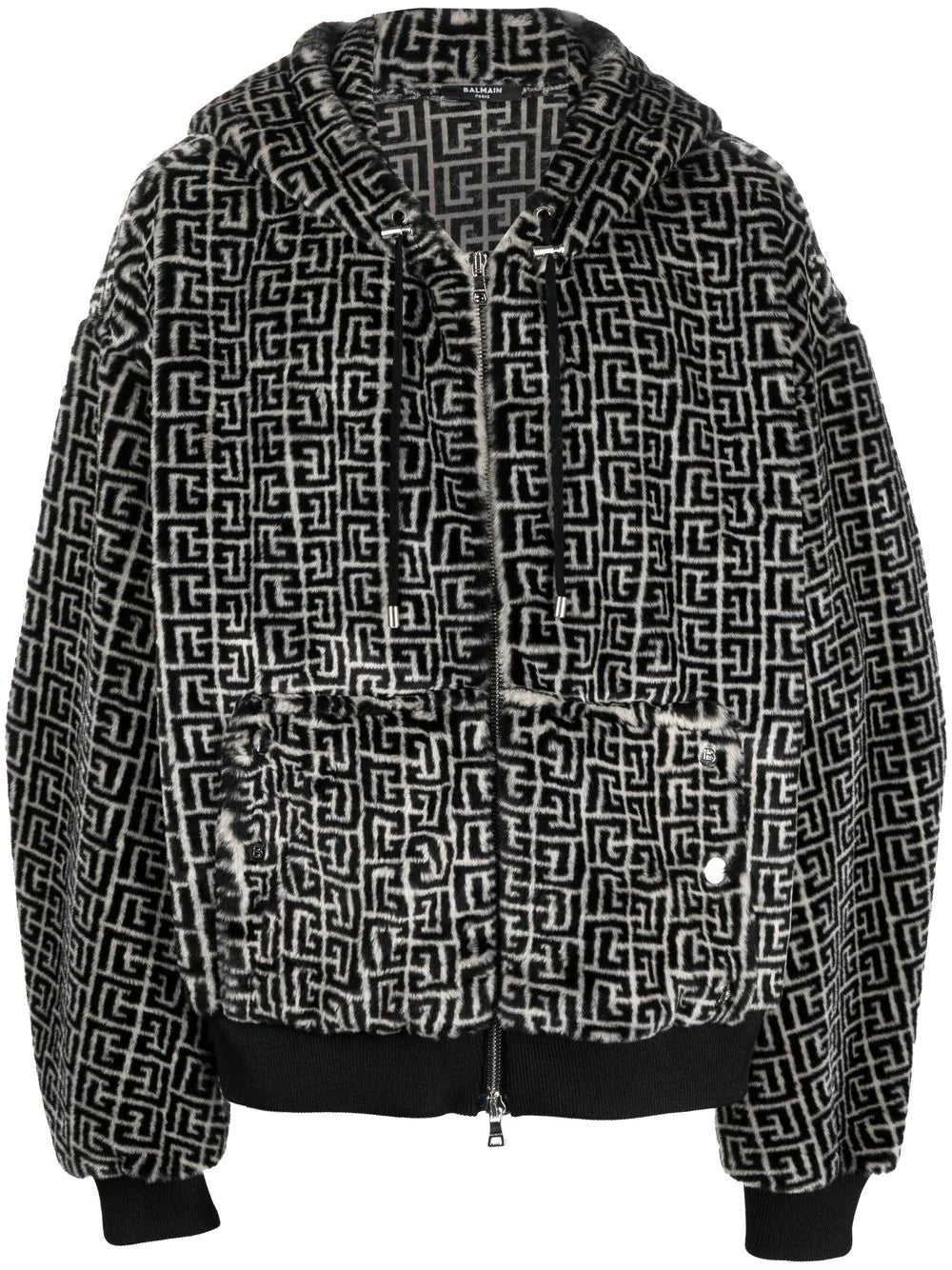 Balmain  monogram-pattern hooded jacket