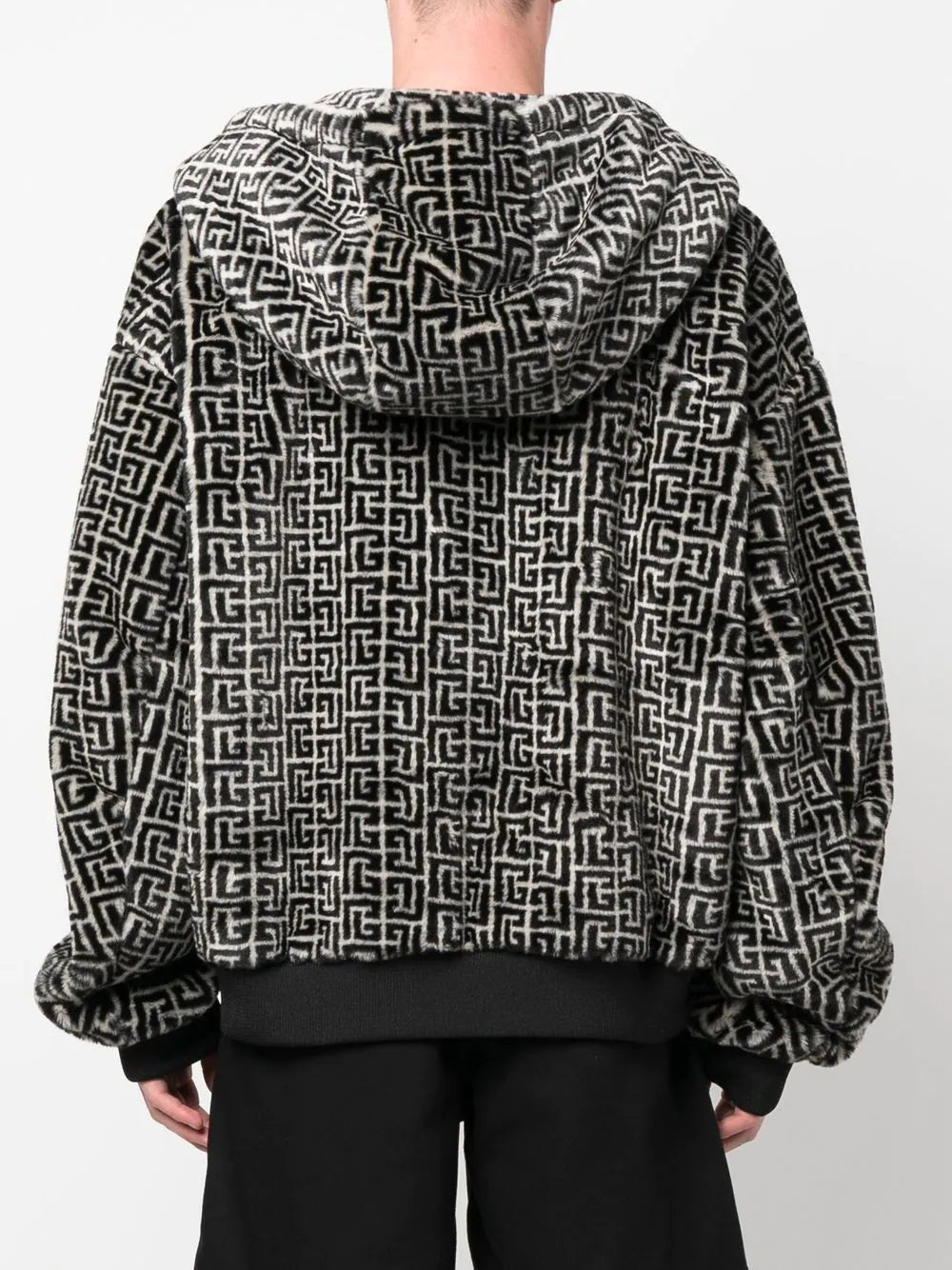 Balmain  monogram-pattern hooded jacket