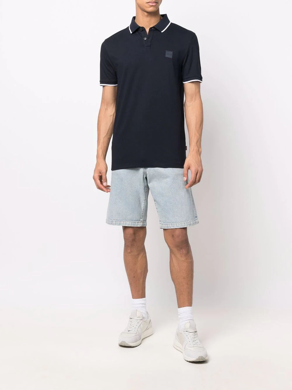 Boss logo embroidered polo shirt