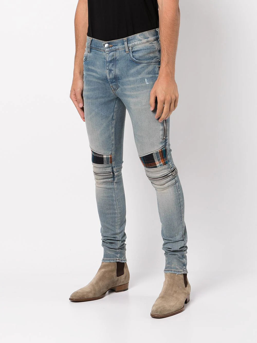 AMIRI mid-rise contrasting-panel skinny jeans