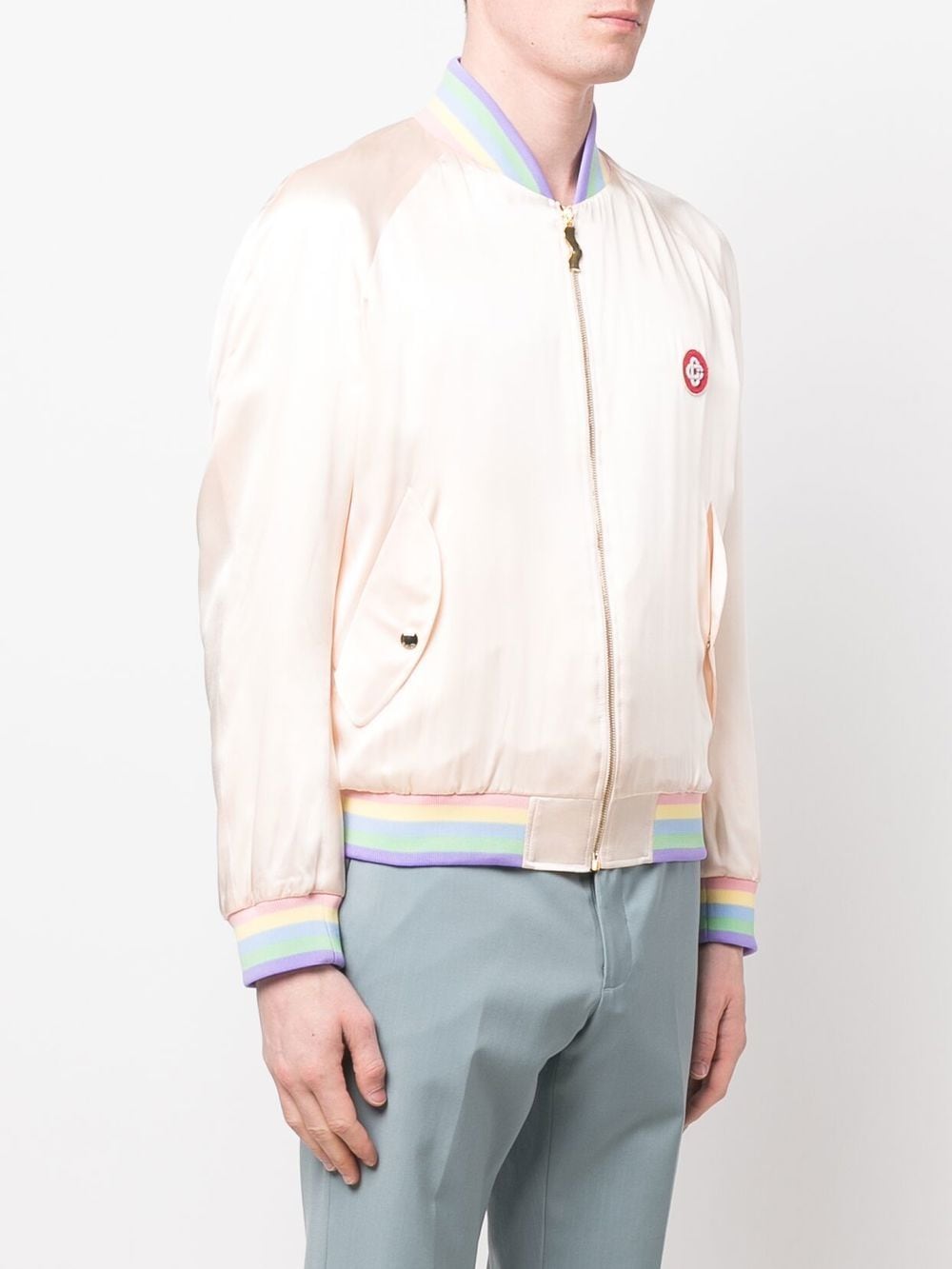 Casablanca silk logo-embroidered bomber jacket