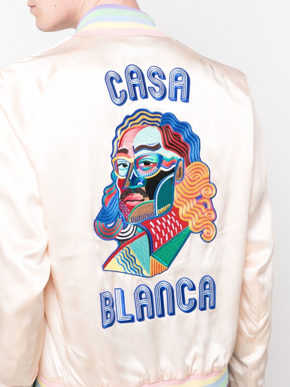 Casablanca silk logo-embroidered bomber jacket