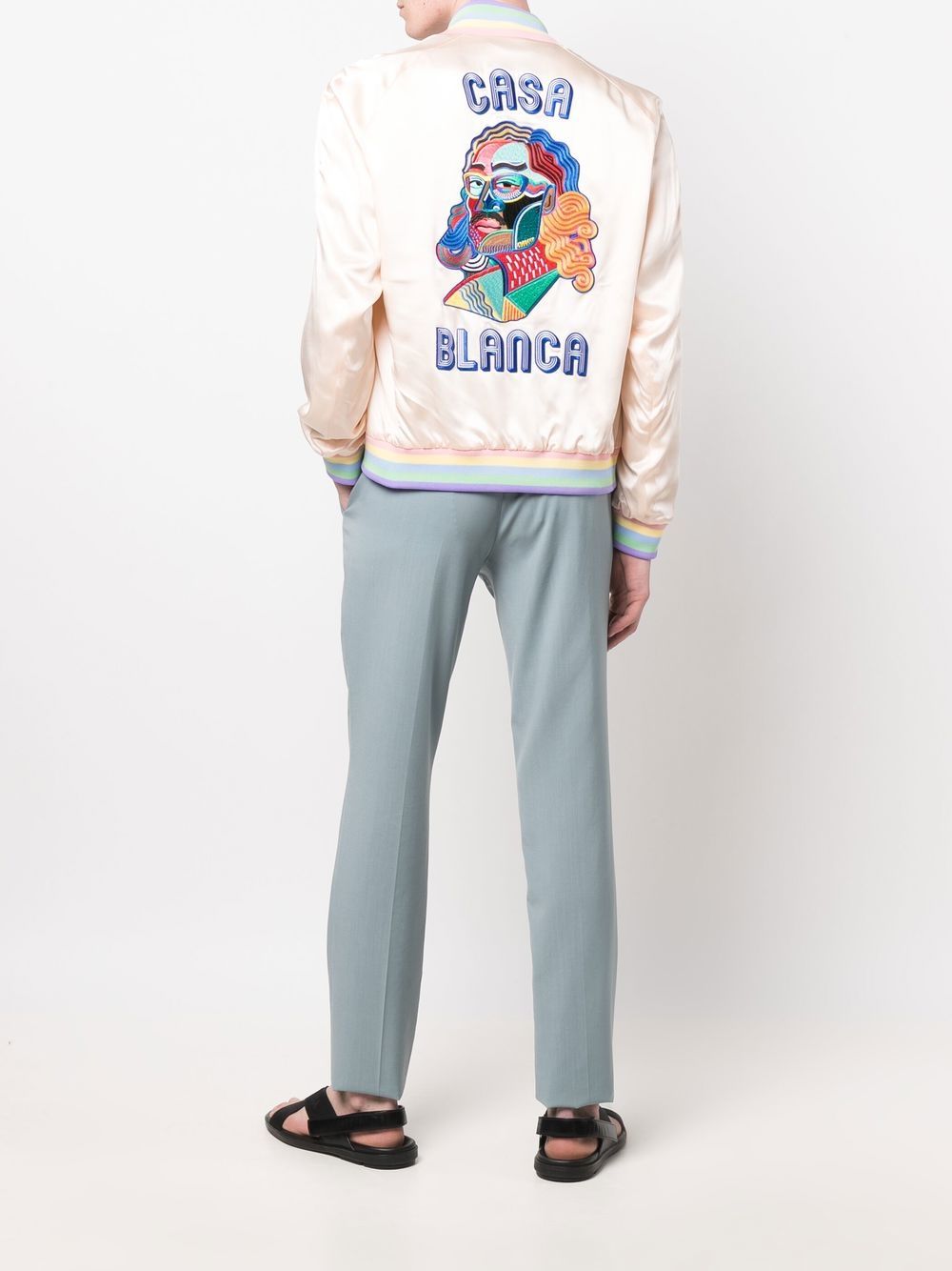 Casablanca silk logo-embroidered bomber jacket