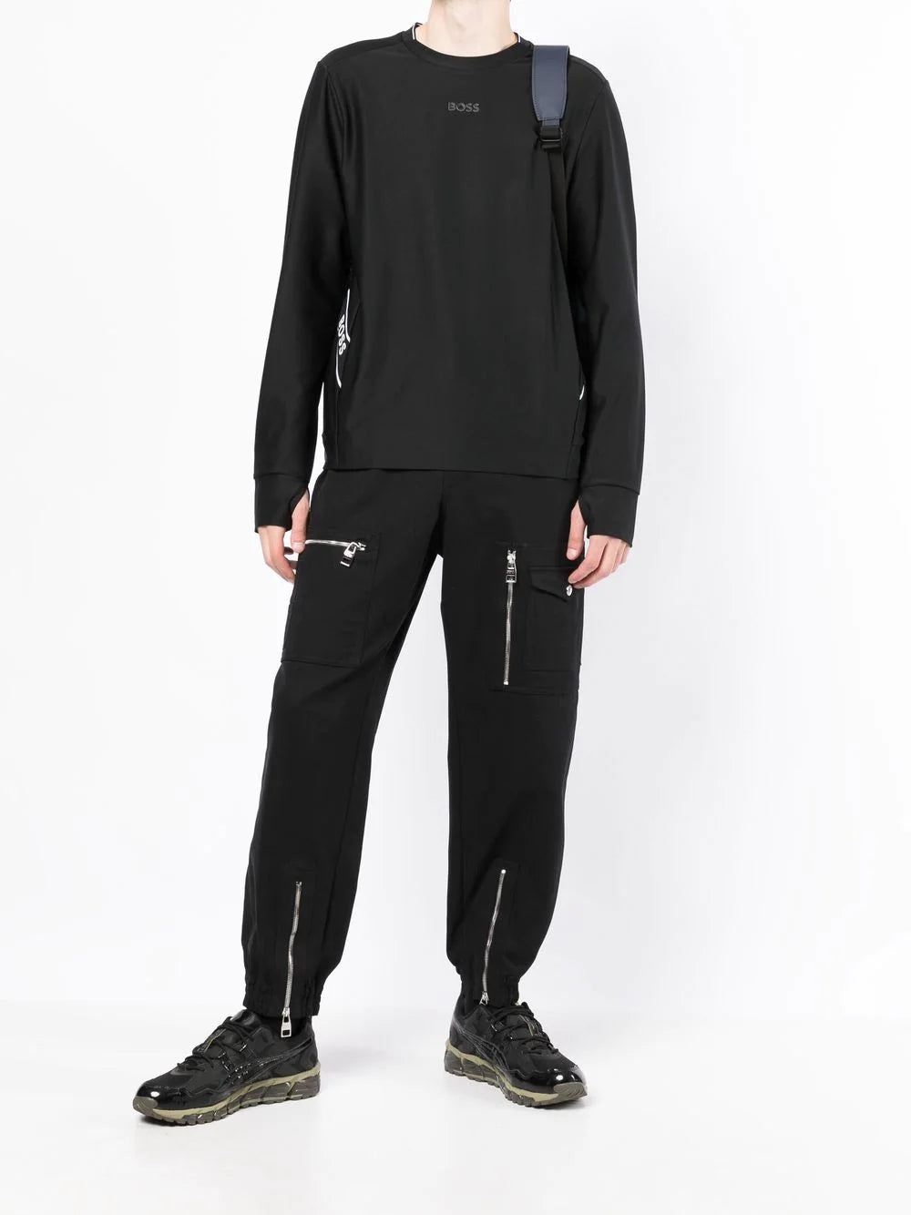 BOSS  logo-print crew neck sweatshirt