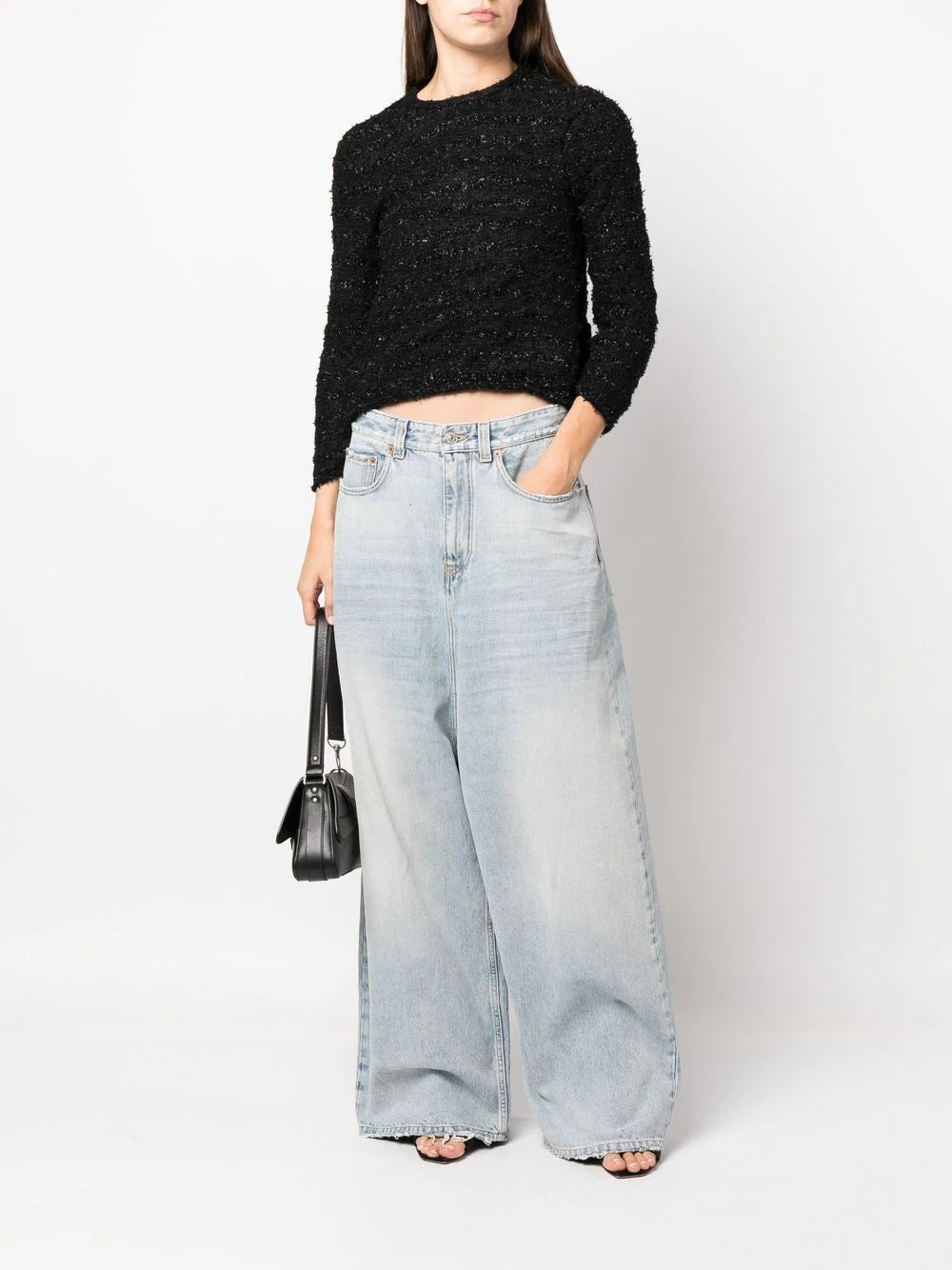 Balenciaga tweed button-back blouse