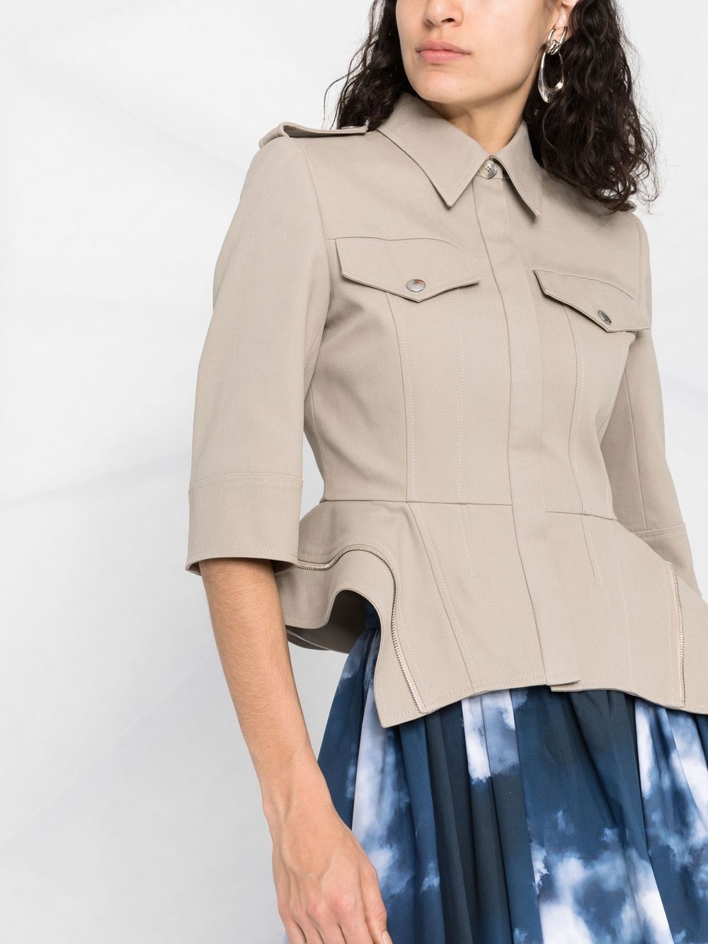 Alexander McQueen  fitted peplum cotton shirt