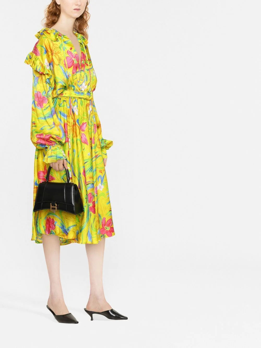 Balenciaga  floral jacquard off-shoulder dress