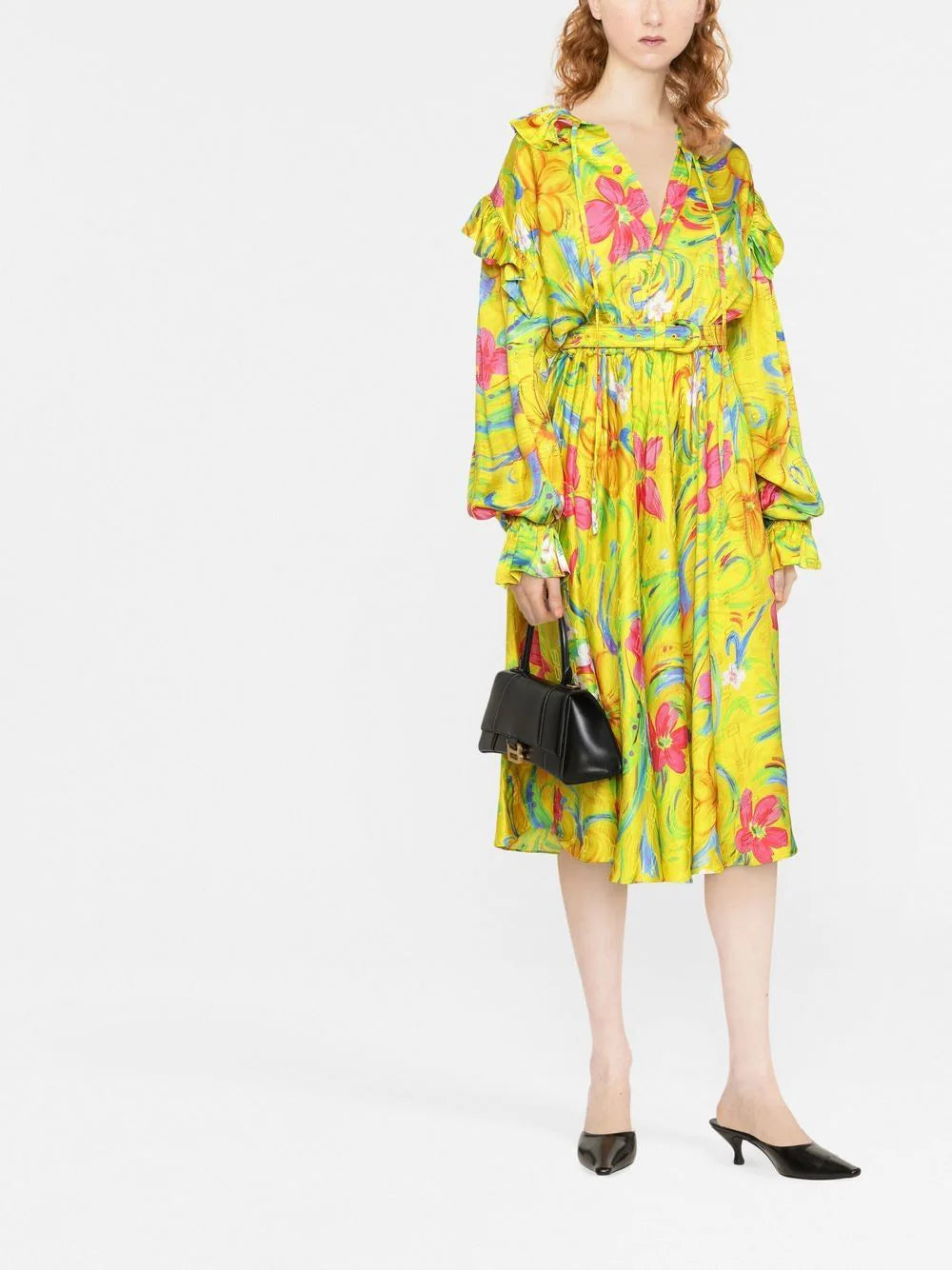 Balenciaga  floral jacquard off-shoulder dress