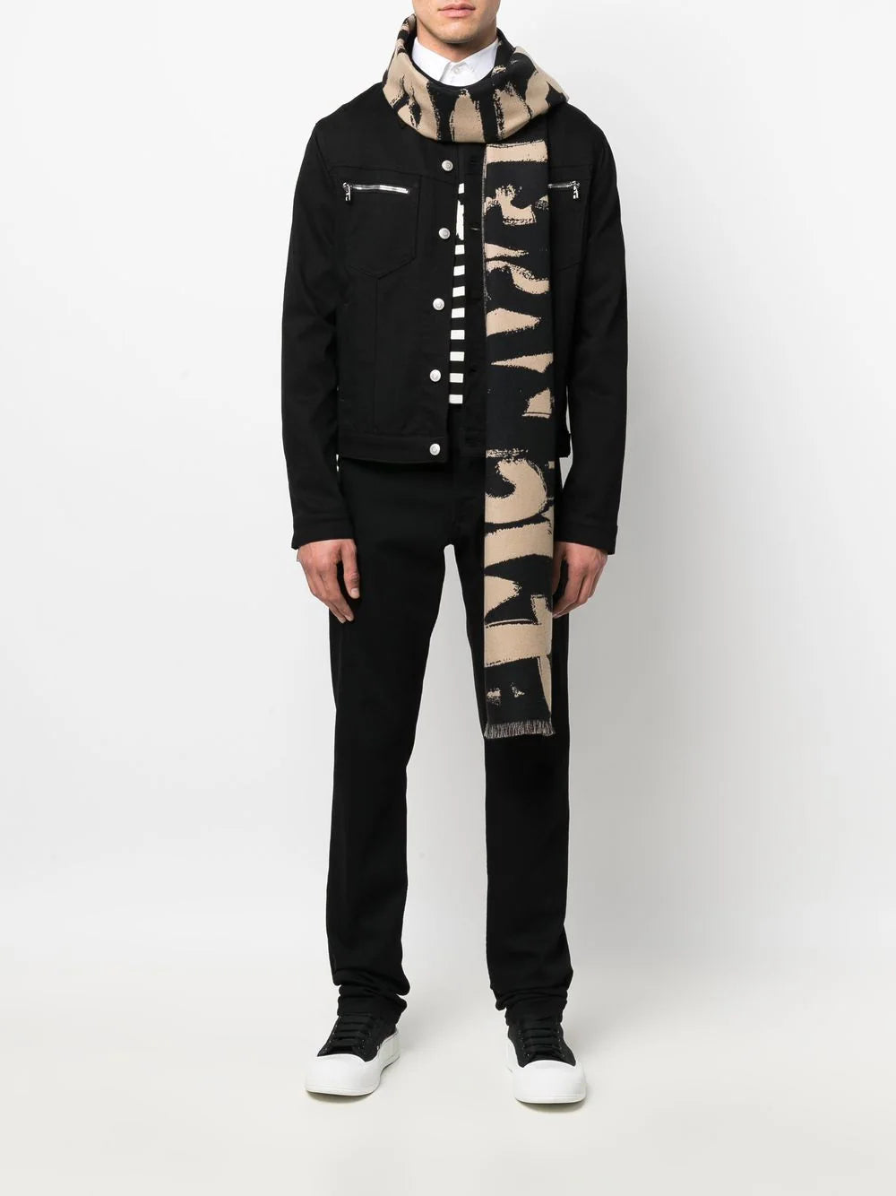Alexander McQueen two-tone Graffiti-print scarf
