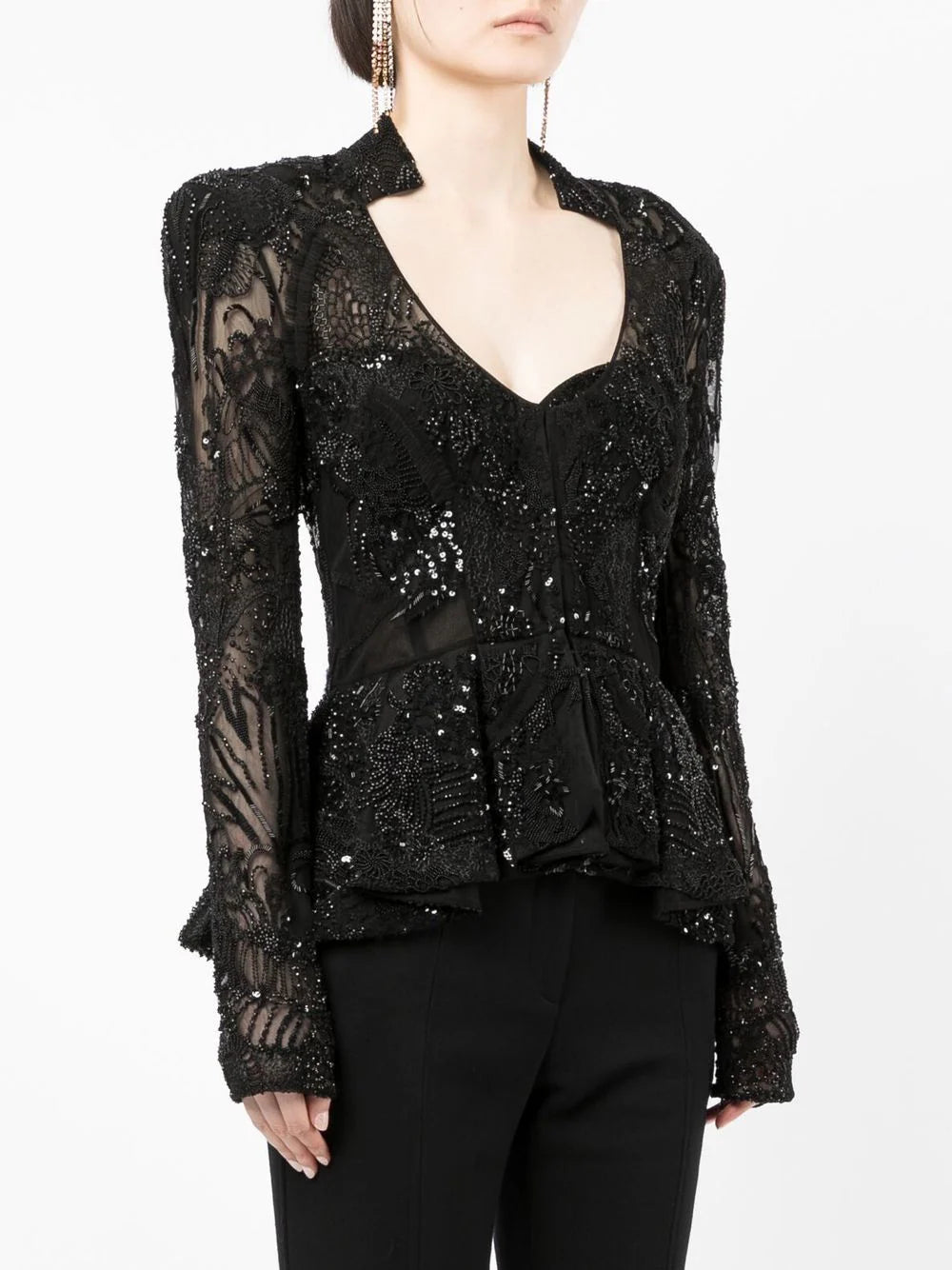 Zuhair Murad  floral-lace peplum blouse